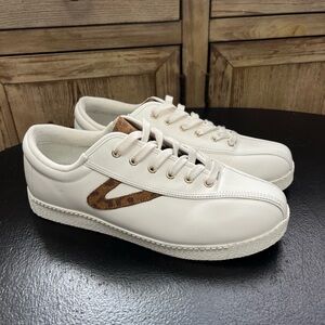 Tretorn Nylite Plus Retro Leopard Logo Leather Sneakers Women’s Size 9M